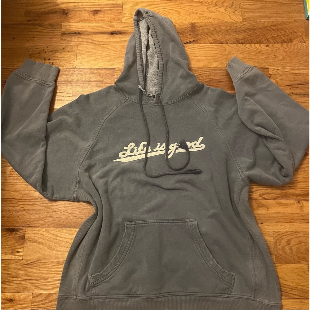 Large, Grey Life is Good Hoodie!